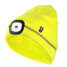 Zimná čiapka s LED svetlom a USB dobíjaním - žltá